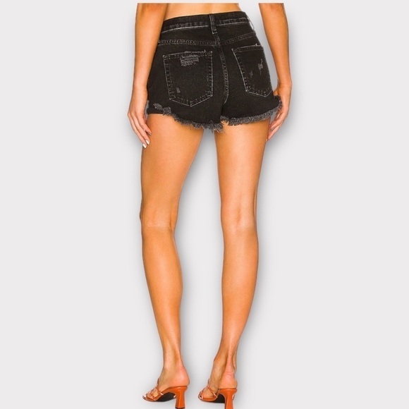 Free People Lasso Denim Short Faded Black Button Fly Fray Hem NWT - Picture 12 of 12